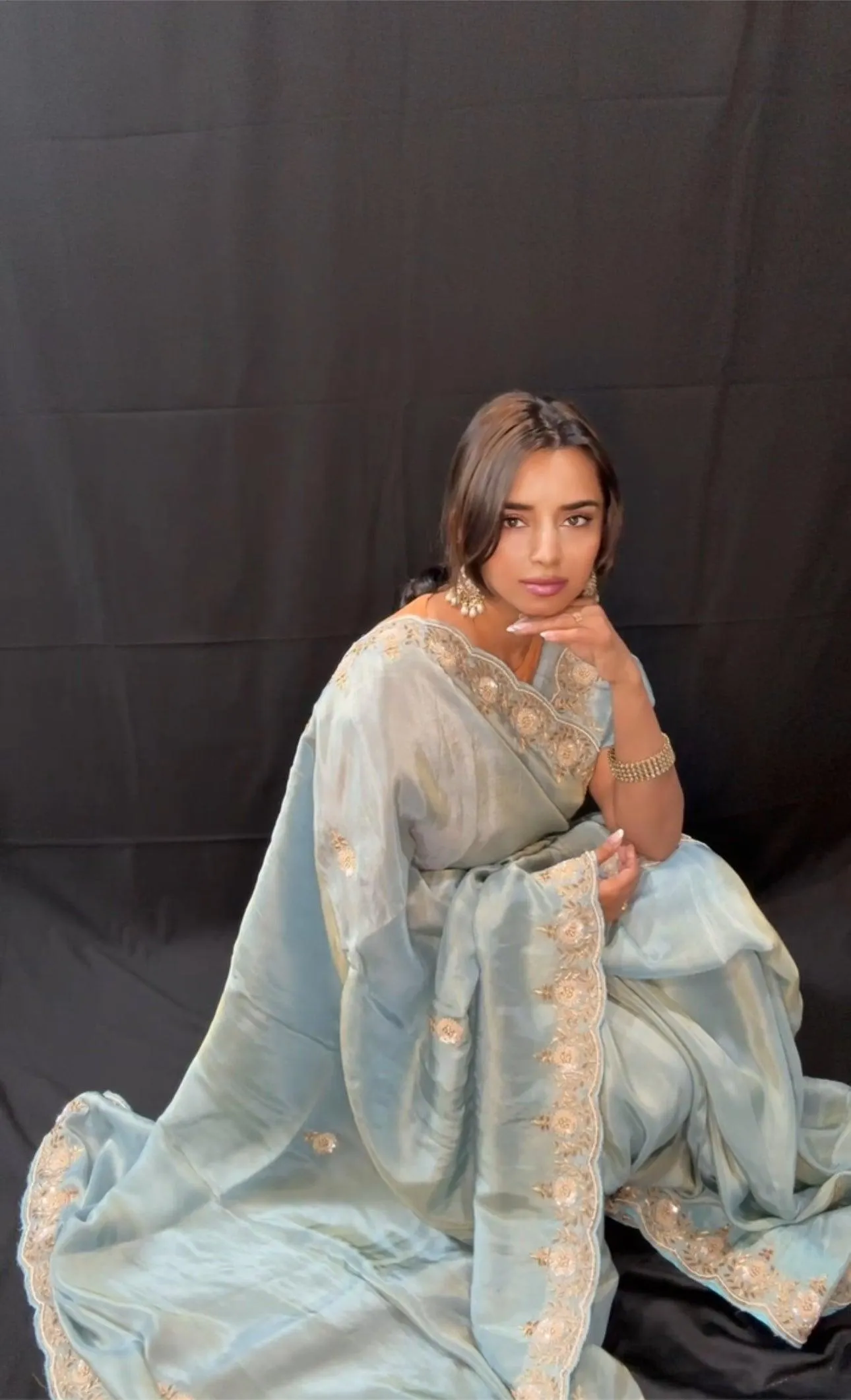 Pure Tissue Silk Saree with hand Zardozi work