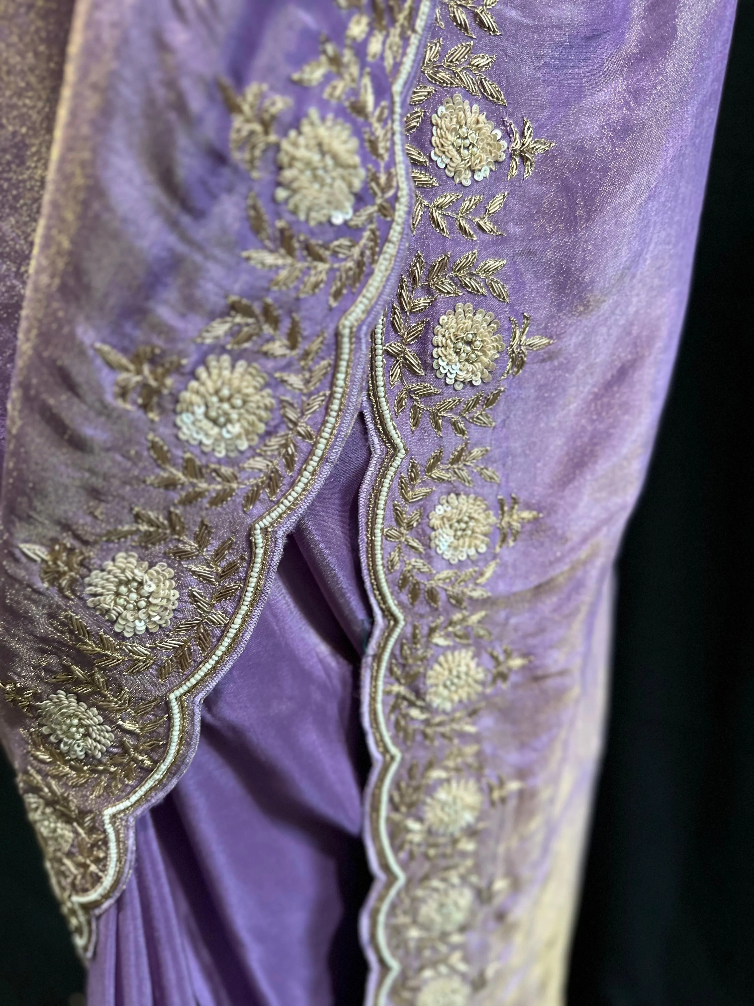Pure Tissue Silk Saree with hand Zardozi work