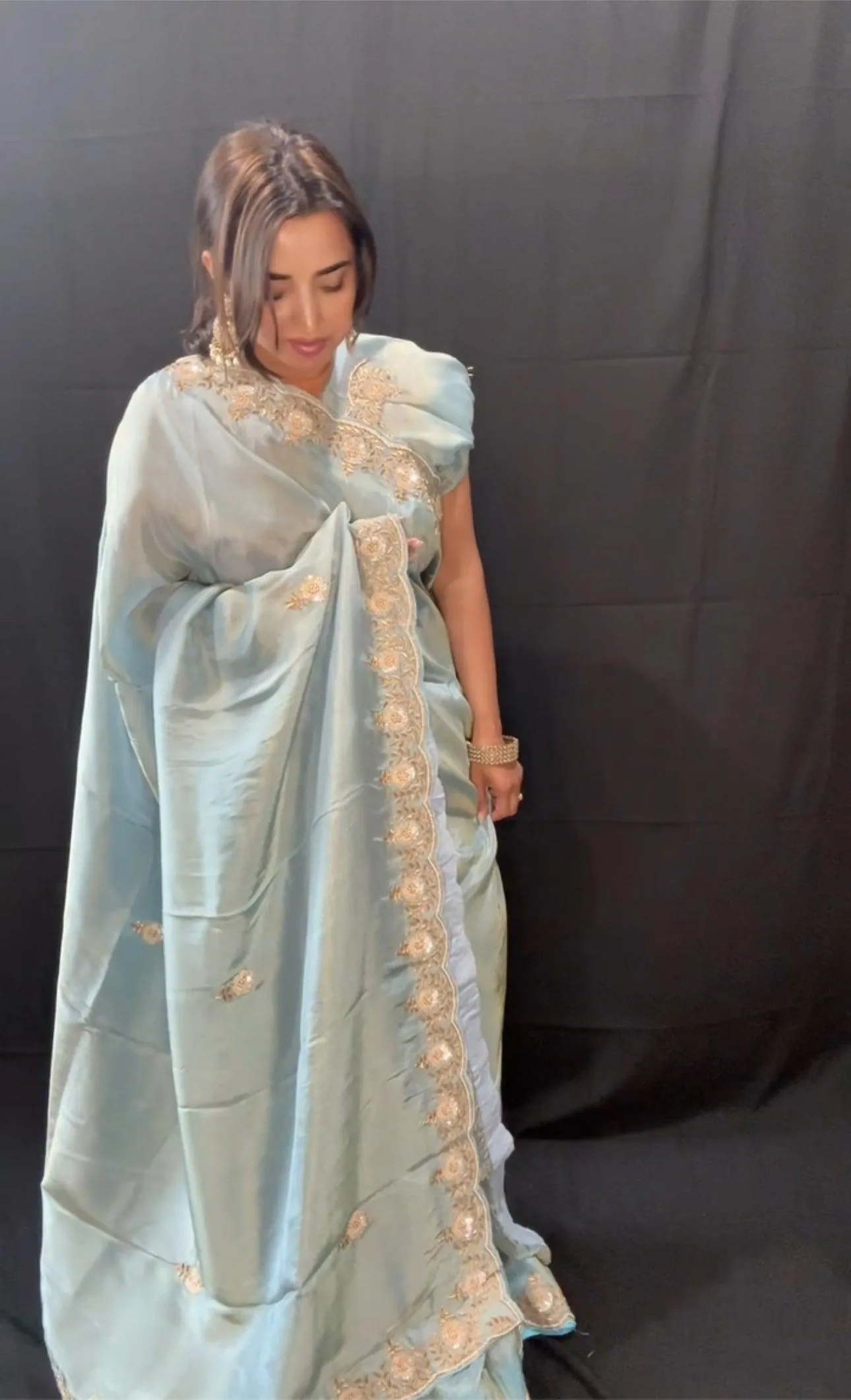 Pure Tissue Silk Saree with hand Zardozi work