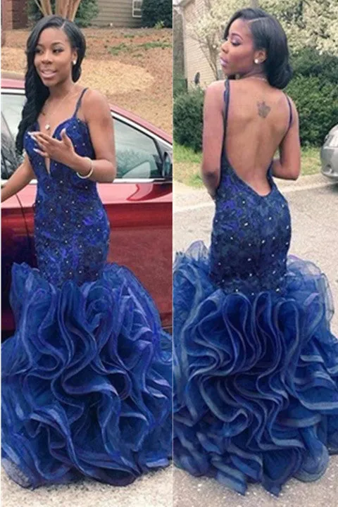 Royal Blue Beaded Mermaid Prom Dress, Long Evening Dress, Formal Women Dress PFP1538