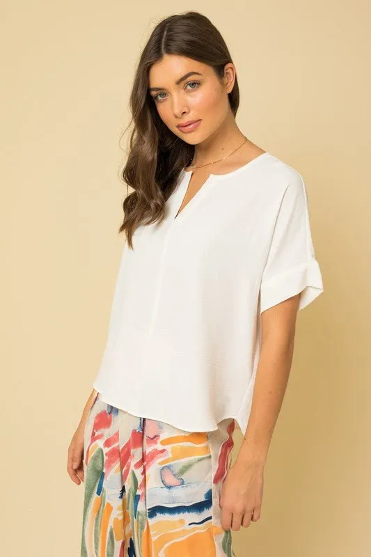 Short Sleeve Side Slit Top