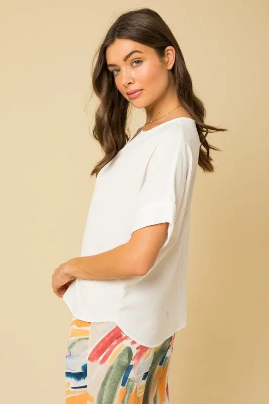 Short Sleeve Side Slit Top