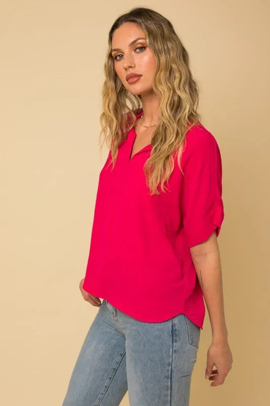 Short Sleeve Side Slit Top