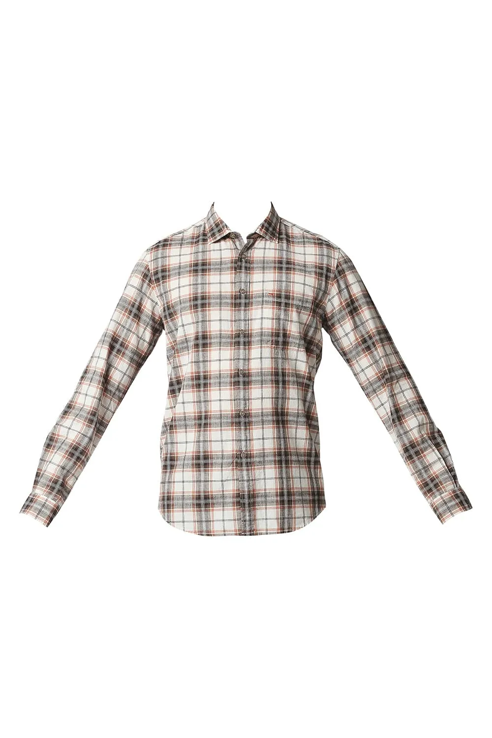 Slim Fit Cotton Jute Checks Shirt