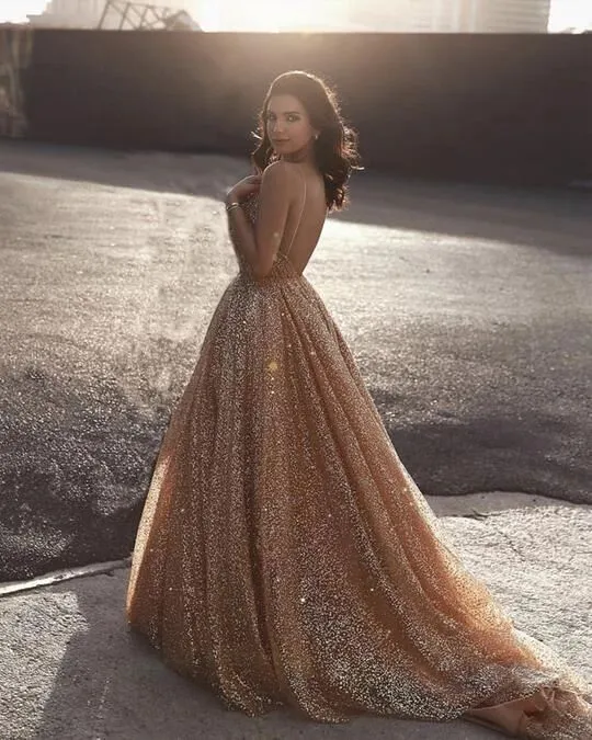 Sparkly A Line Elegant Long Prom Dress, Evening Party Dresses PFP1546