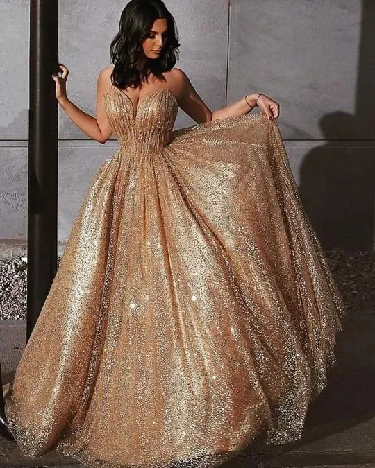 Sparkly A Line Elegant Long Prom Dress, Evening Party Dresses PFP1546