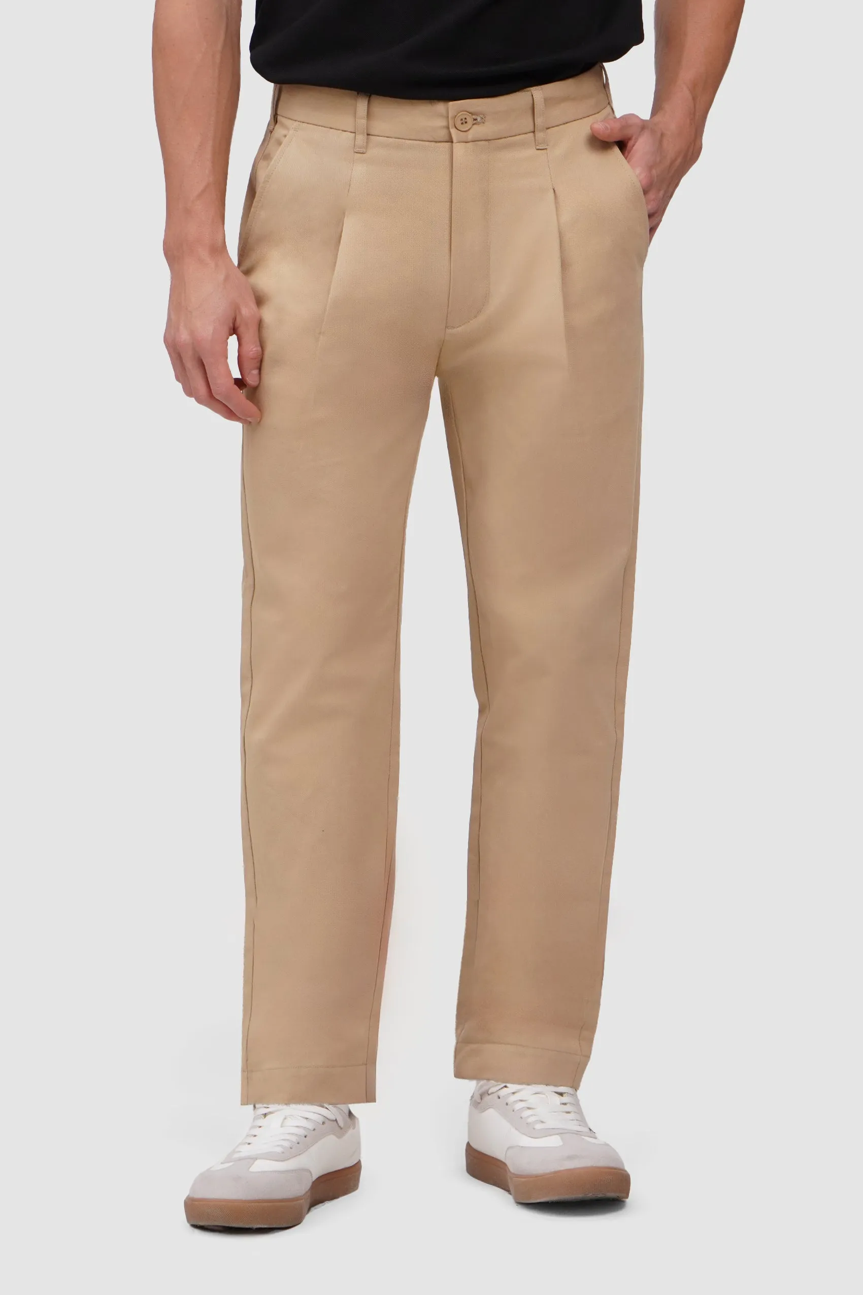 Straight Fit Chinos with Pleats