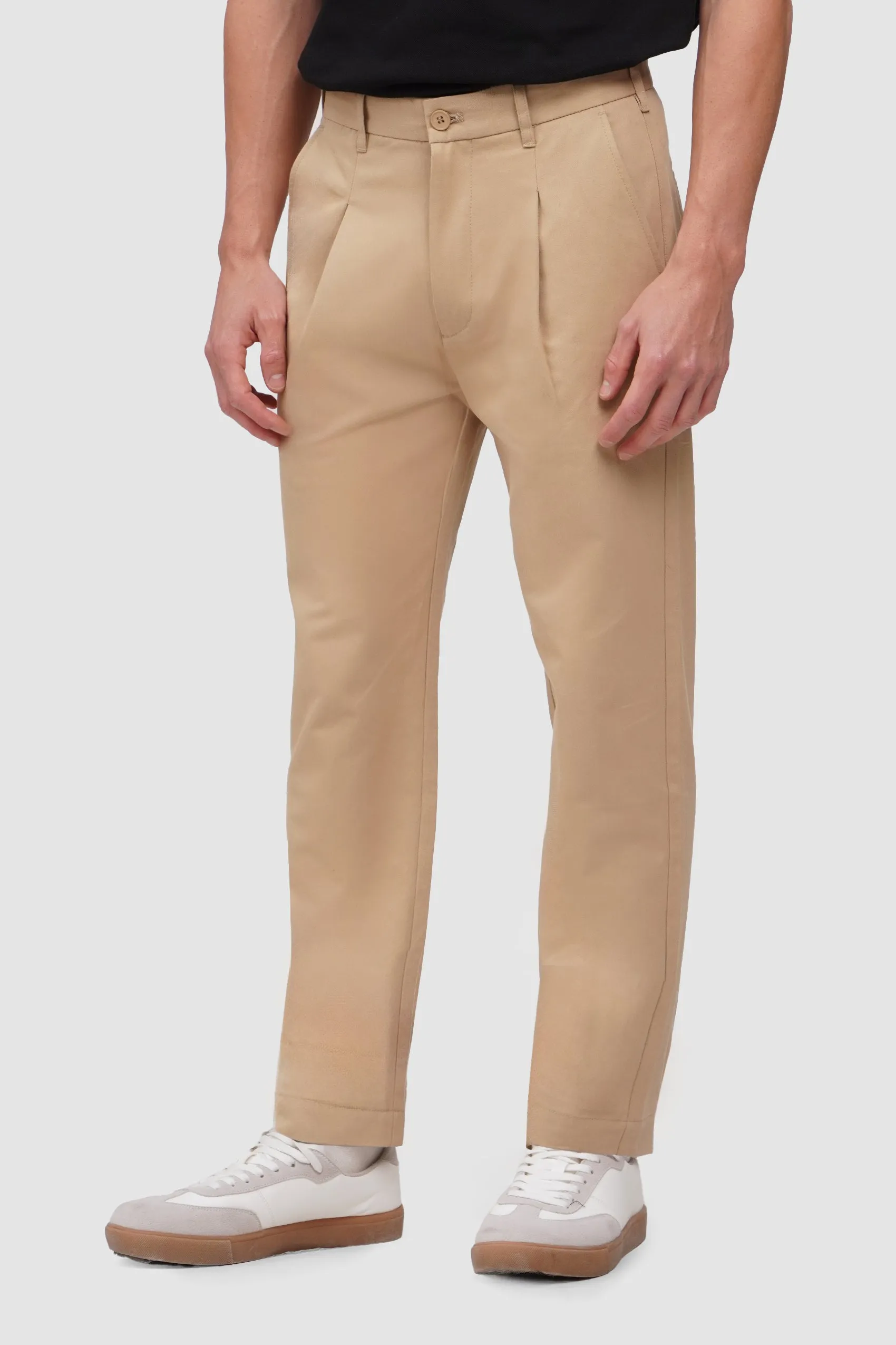 Straight Fit Chinos with Pleats