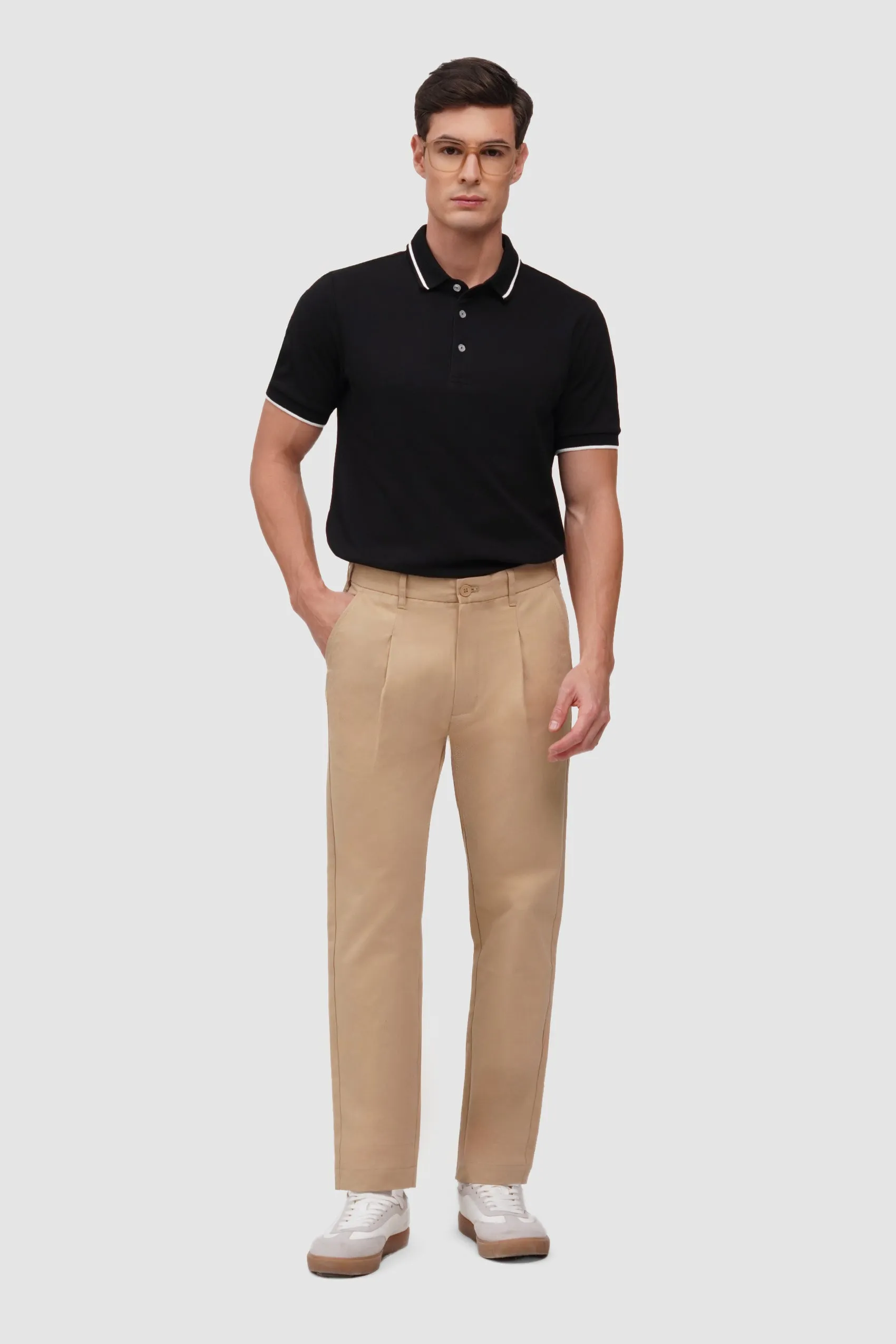 Straight Fit Chinos with Pleats