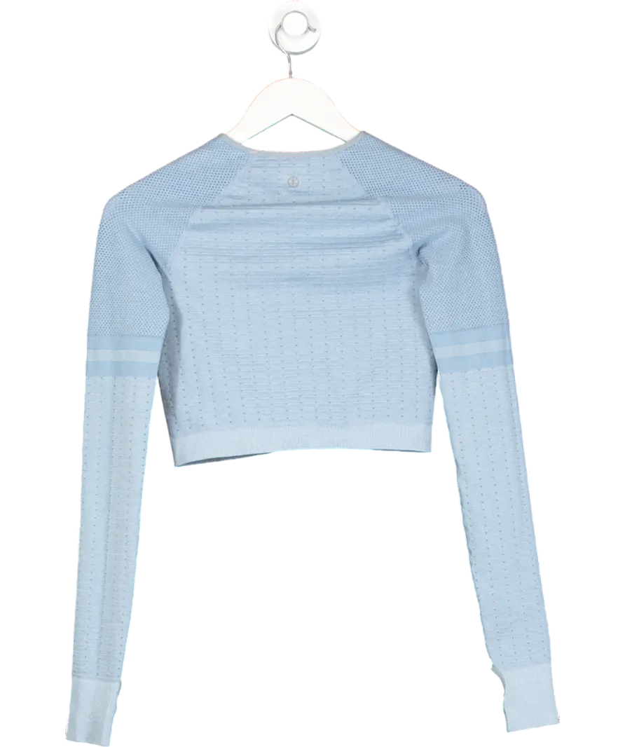 The Beginning Of... Blue Play To Win Seamless Melange Crop Jacket W/ Thumbholes UK XS/S