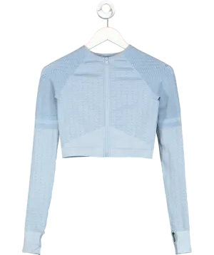 The Beginning Of... Blue Play To Win Seamless Melange Crop Jacket W/ Thumbholes UK XS/S