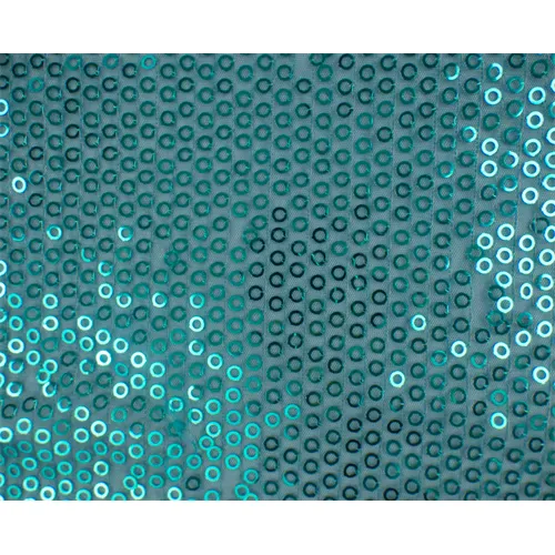 Turquoise Circle Sequin Mesh Fabric