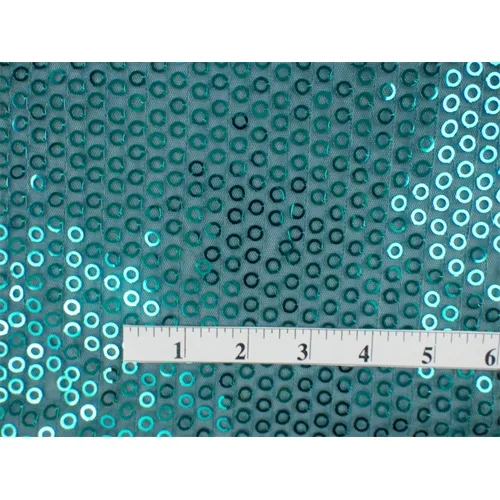 Turquoise Circle Sequin Mesh Fabric