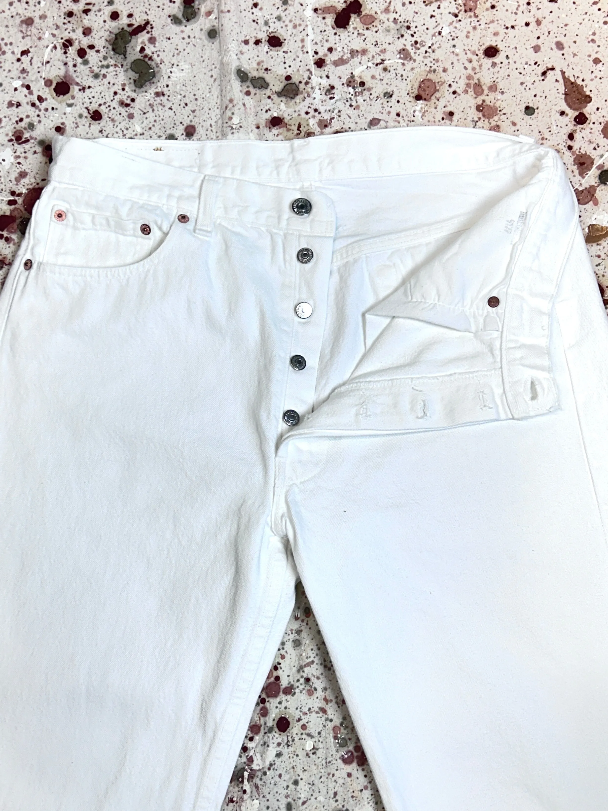 Vintage USA Levi's 501 White Denim Jeans (JYJ0324-093)