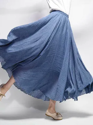 Wenkouban-Christmas Thanksgiving Casual A-Line Elastic Waist Solid Color Skirts