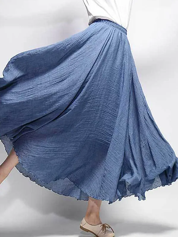 Wenkouban-Christmas Thanksgiving Casual A-Line Elastic Waist Solid Color Skirts