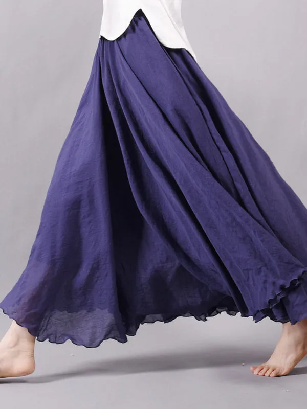 Wenkouban-Christmas Thanksgiving Casual A-Line Elastic Waist Solid Color Skirts