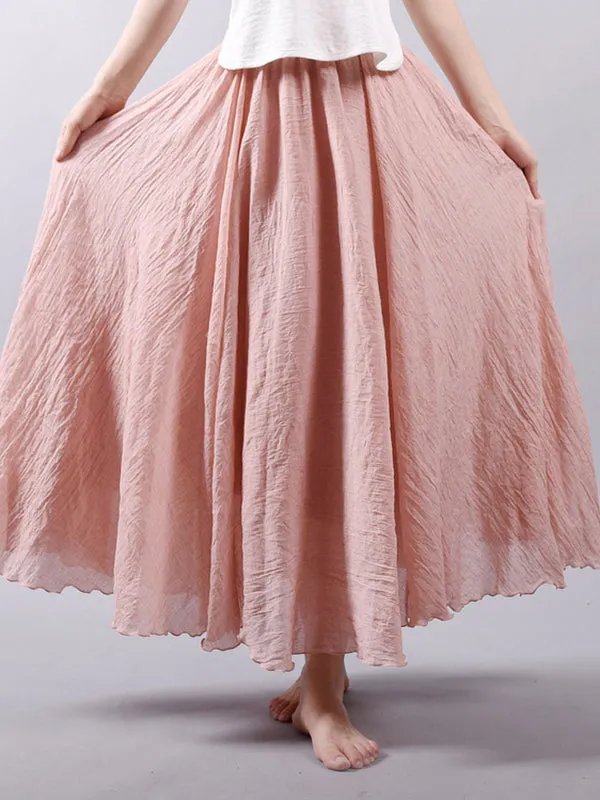 Wenkouban-Christmas Thanksgiving Casual A-Line Elastic Waist Solid Color Skirts