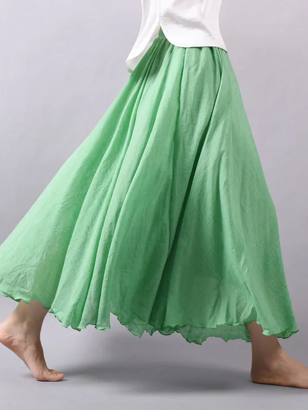 Wenkouban-Christmas Thanksgiving Casual A-Line Elastic Waist Solid Color Skirts