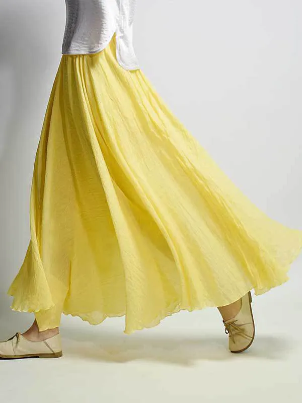 Wenkouban-Christmas Thanksgiving Casual A-Line Elastic Waist Solid Color Skirts