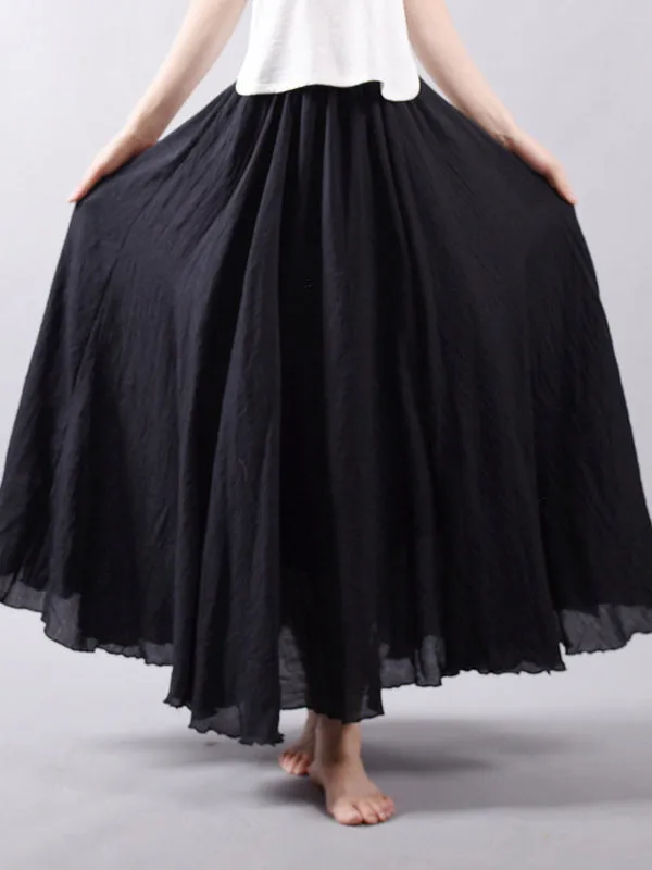 Wenkouban-Christmas Thanksgiving Casual A-Line Elastic Waist Solid Color Skirts