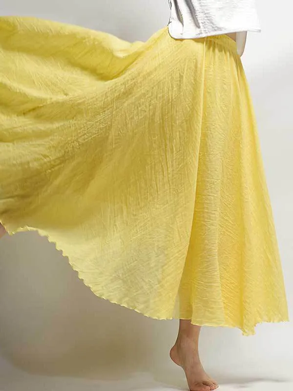 Wenkouban-Christmas Thanksgiving Casual A-Line Elastic Waist Solid Color Skirts