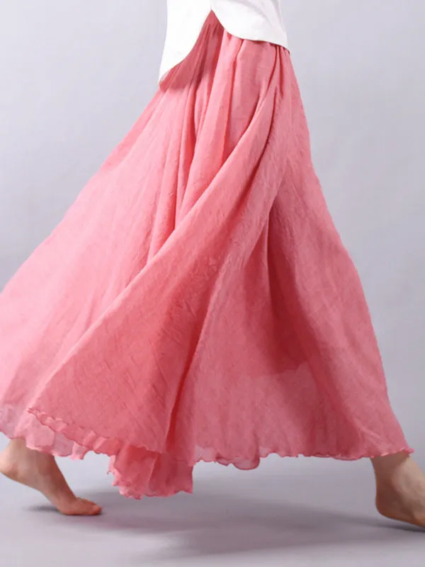 Wenkouban-Christmas Thanksgiving Casual A-Line Elastic Waist Solid Color Skirts