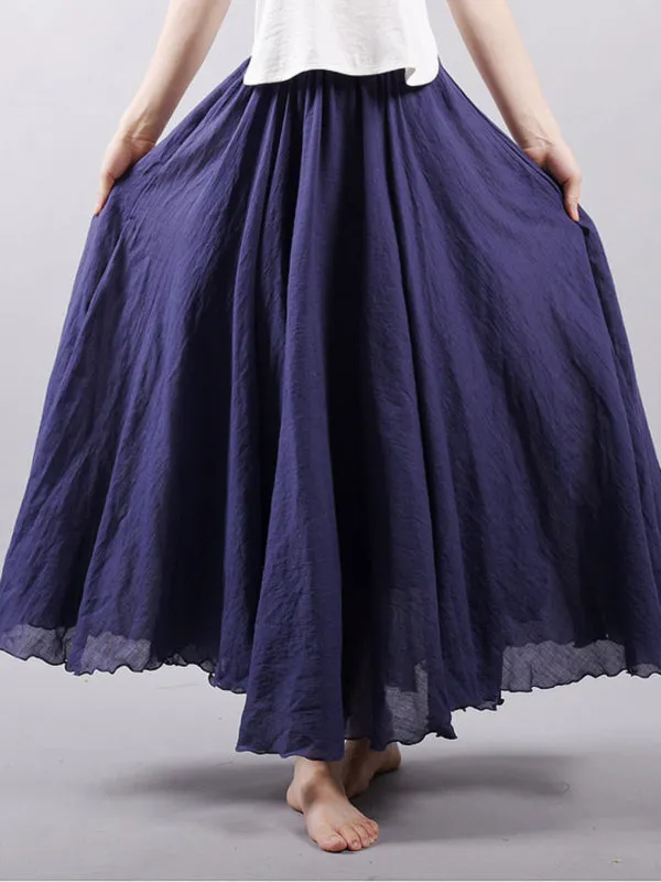 Wenkouban-Christmas Thanksgiving Casual A-Line Elastic Waist Solid Color Skirts