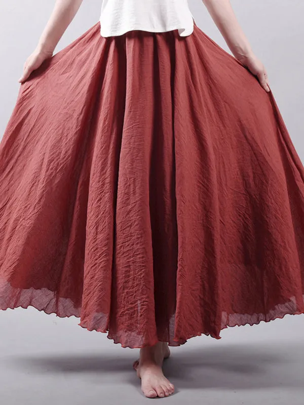 Wenkouban-Christmas Thanksgiving Casual A-Line Elastic Waist Solid Color Skirts