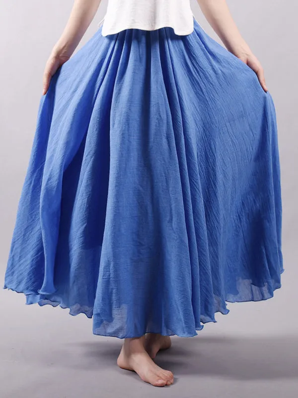 Wenkouban-Christmas Thanksgiving Casual A-Line Elastic Waist Solid Color Skirts