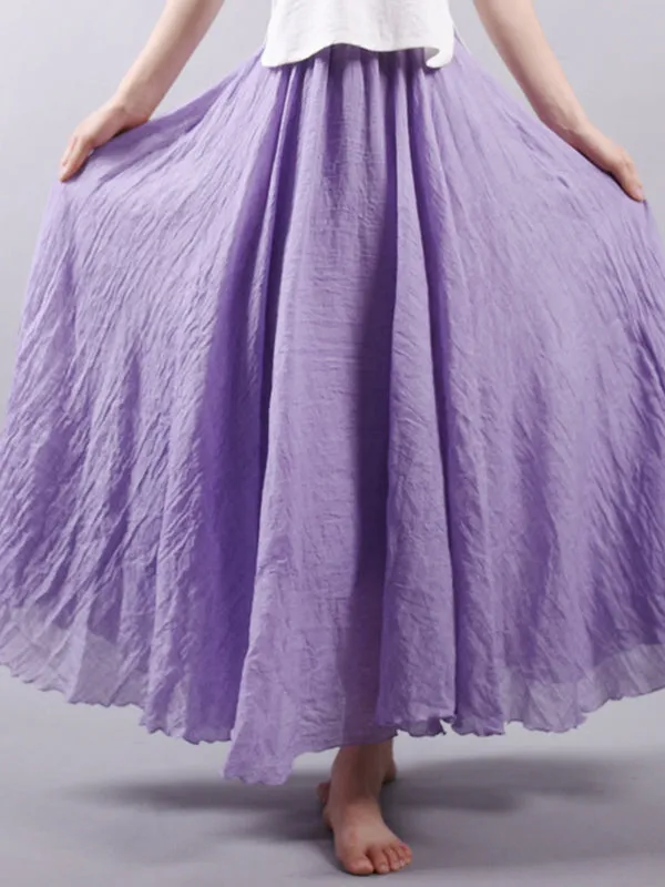 Wenkouban-Christmas Thanksgiving Casual A-Line Elastic Waist Solid Color Skirts