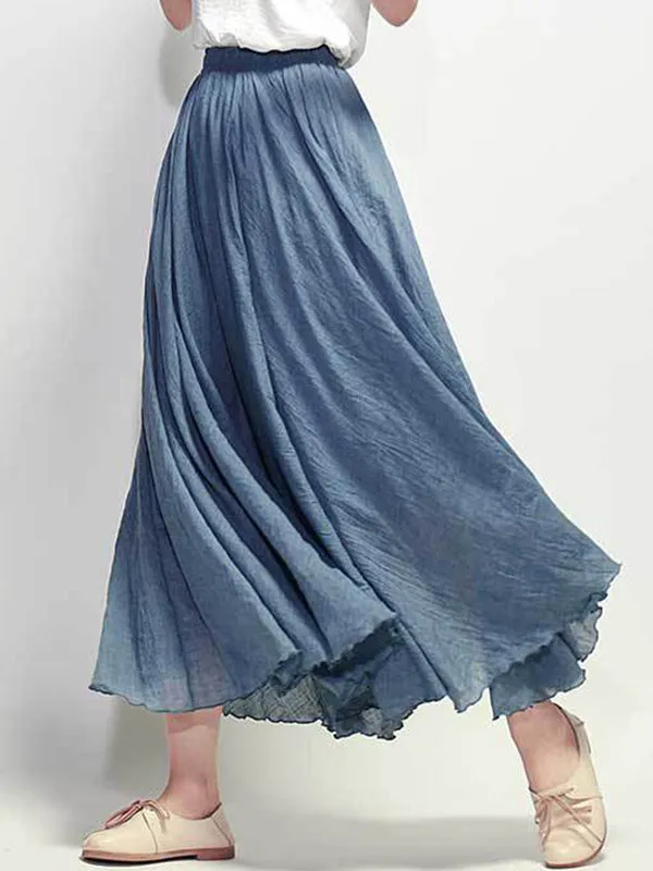 Wenkouban-Christmas Thanksgiving Casual A-Line Elastic Waist Solid Color Skirts