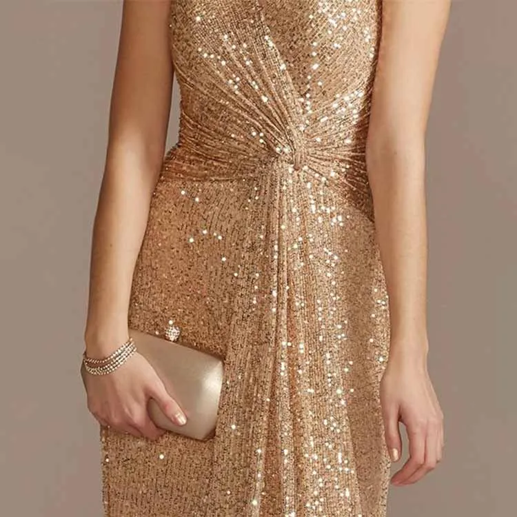 Womens V Neck Sequin Evening Formal Dress Sleeveless Maxi Plus Size Prom Dress