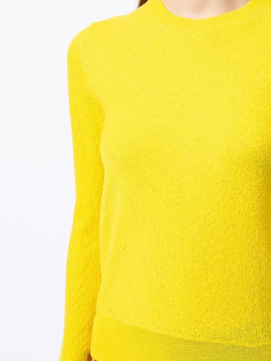 Yellow Wool Crew Neck Sweater